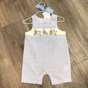 NWT Mud Pie Easter smocked Shortall 9-12m